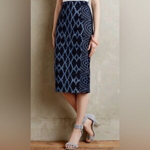 Tracy Reese Navy and Light Blue Pencil Skirt